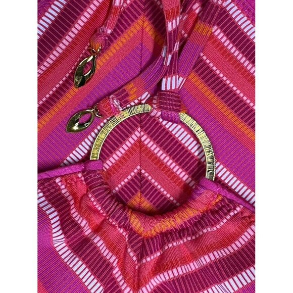 Trina Turk Sz 12 Swimsuit Marai Cut Out Maillot Pink Beach Resort Travel Boho - Picture 5 of 7
